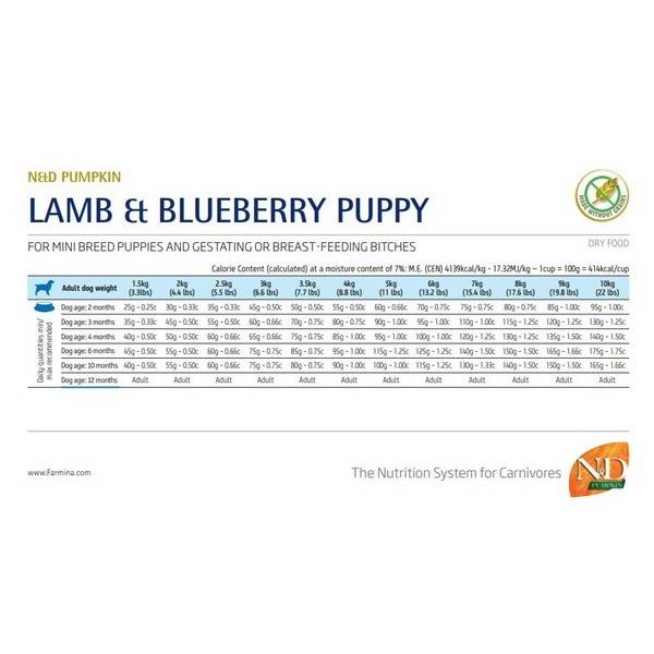 N&D Pumpkin Dog Lamb & Blueberry Puppy Mini 2.5KG
