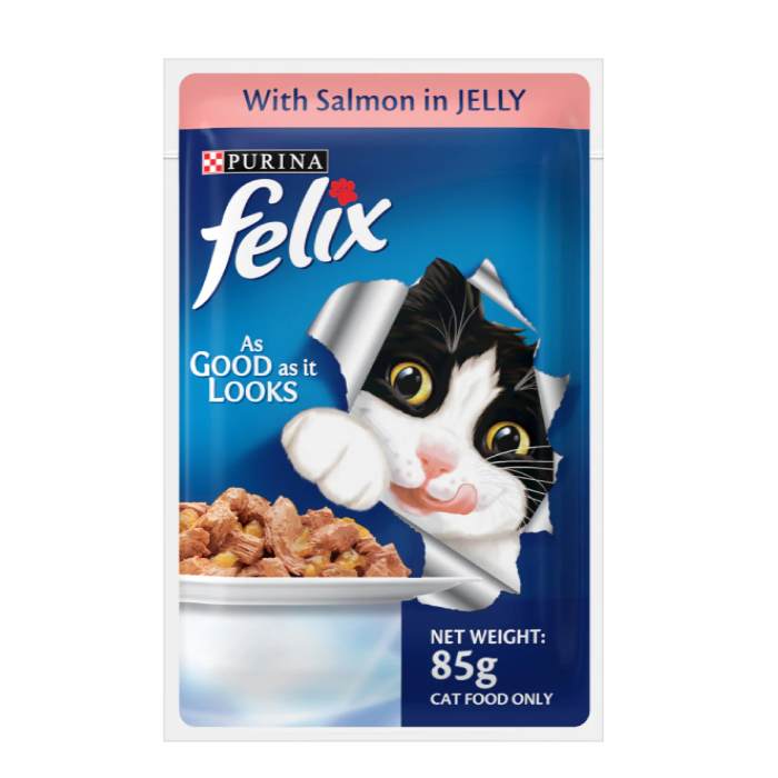 PURINA FELIX WITH SALMON IN JELLY ADULT WET CAT FOOD 85GM