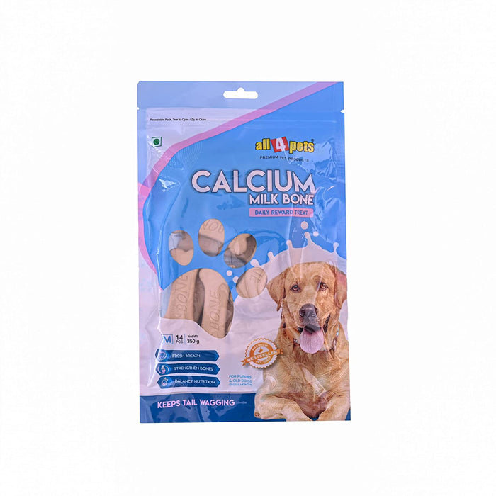 Nootie - ALL4PETS Calcium Milk Bone-for Puppies & Old Over 4 Months (Medium 14pcs|350gm Pack of 5)