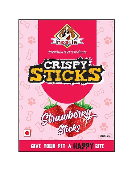 Nootie Oven Baked Real Strawberry Flavored Dog Crispy Sticks, Jar Pack 700 Gms