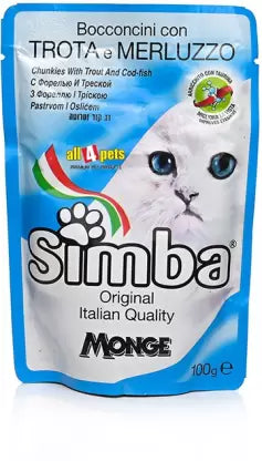 SIMBA CHUNKIES WITH TROUT & COD FISH 100GM