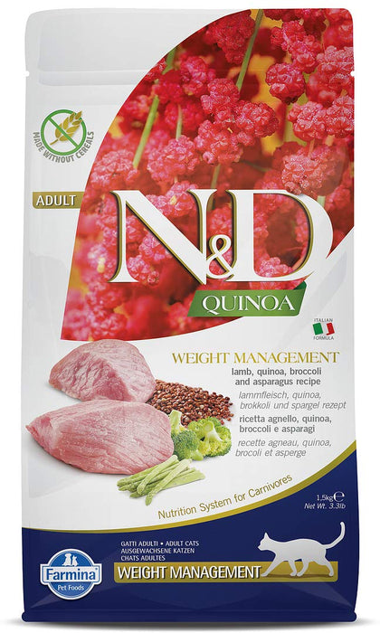 Farmina N&D Quinoa and Lamb Grain Free Weight Management Adult Cat Dry Food 5kg
