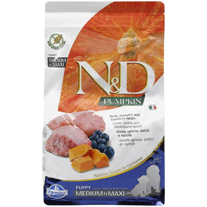 N&D Pumpkin Dog Lamb & Blueberry Puppy MEDIUM MAXI 2.5KG