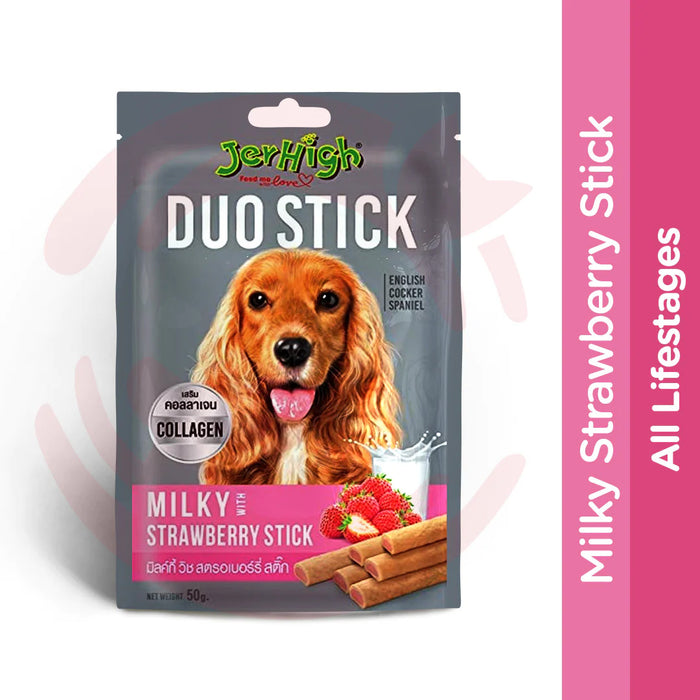 JERHIGH DUO STICK MILKY&STRAWBERRY FLV 50G