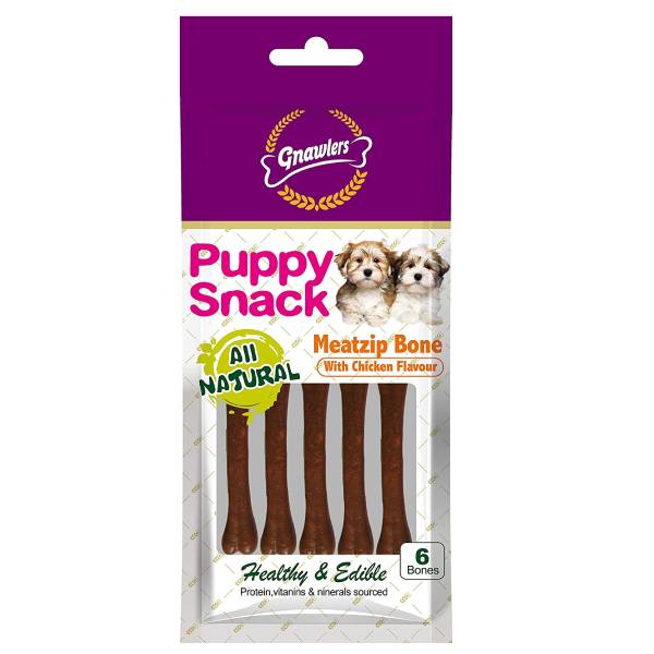 GNAWLERS PUPPY SNACK MEATZIP BONE 40GM