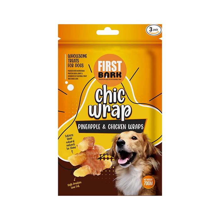 FIRST BARK CHIC WRAP PINEAPPLE & CHICKEN WRAP 70GM
