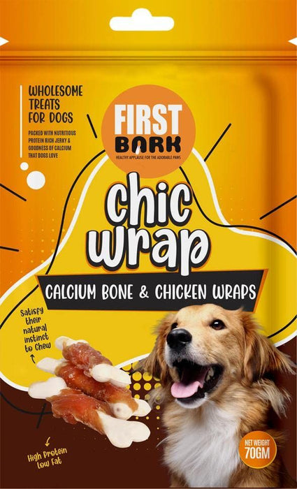 FIRST BARK CHIC WRAP CALCIUM BONE & CHICKEN WRAP 70GM