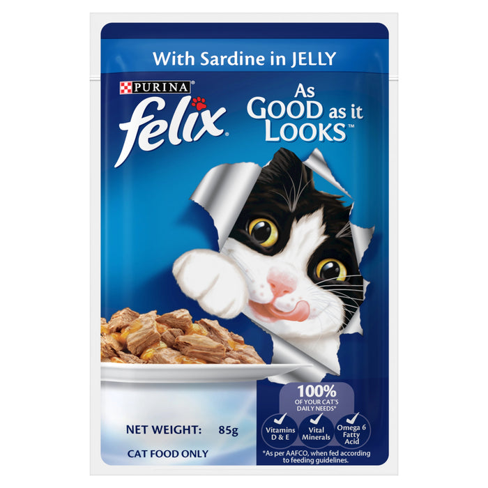 PURINA FELIX WITH SARDINE IN JELLY ADULT WET CAT FOOD 85GM
