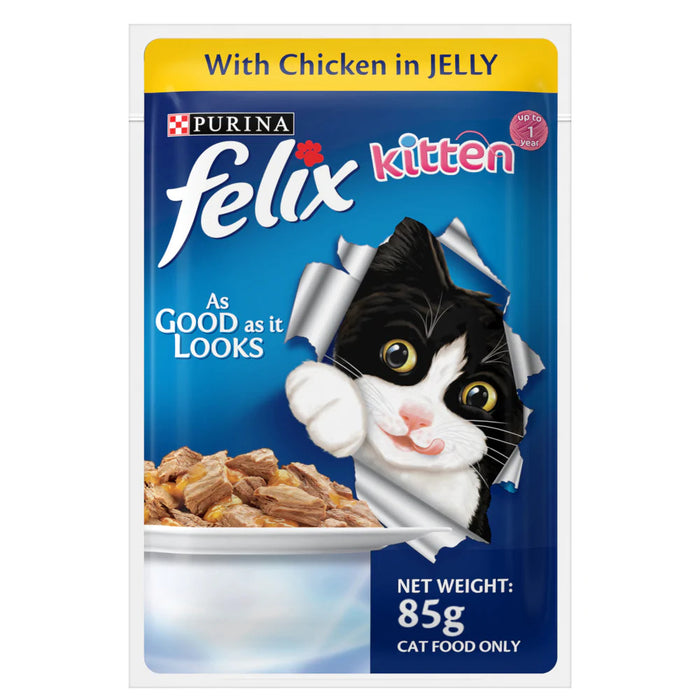 PURINA FELIX WITH CHICKEN IN JELLY KITTEN WET CAT FOOD 85GM