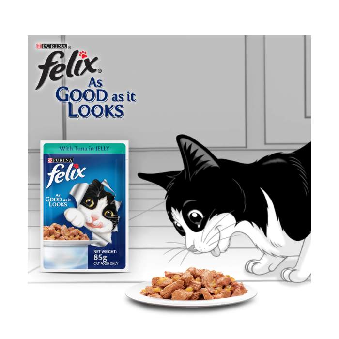 PURINA FELIX WITH TUNA IN JELLY ADULT WET CAT FOOD 85GM