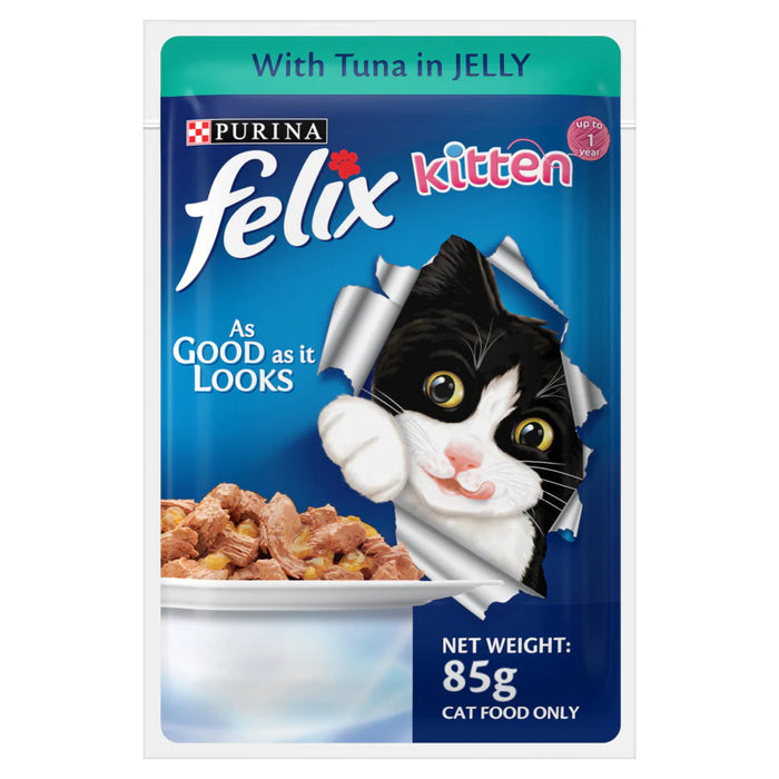 PURINA FELIX WITH TUNA IN JELLY KITTEN WET CAT FOOD 85GM