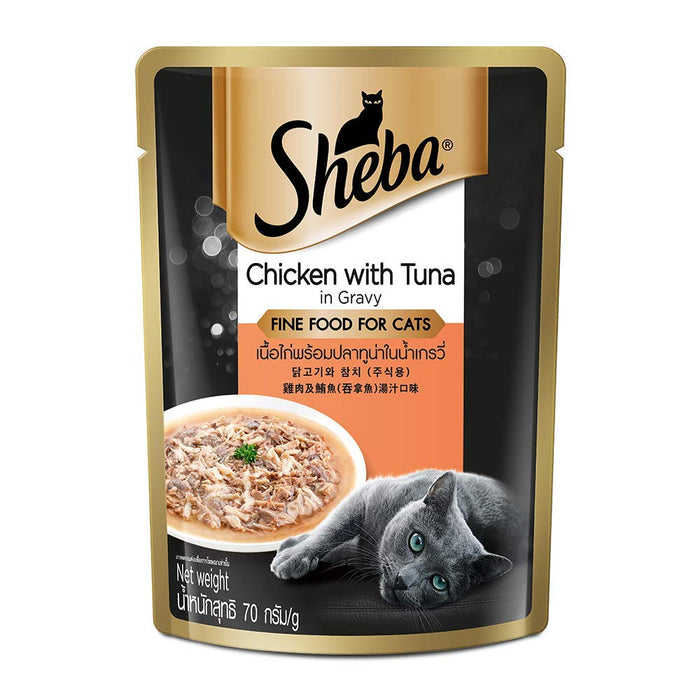 SHEBA ADULT CHICKEN WITH TUNA IN GRAVY 70GM