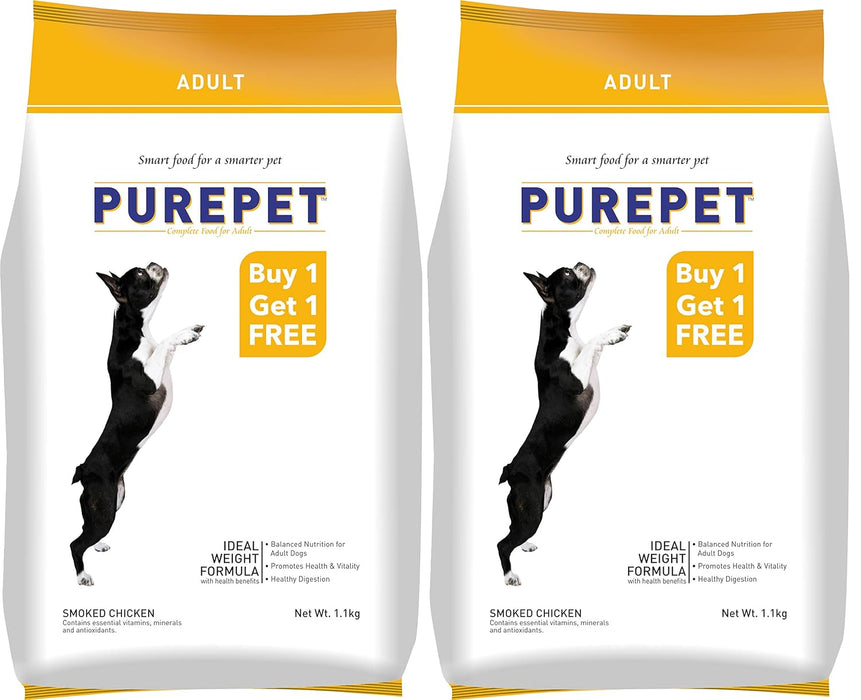 Purepet Smoked Chicken Adult Food, 1.1 kg (Buy 1 Get 1 Free)