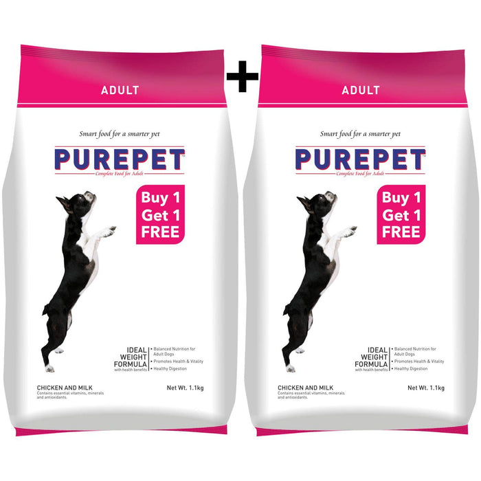 Purepet Chicken and Milk Adult Food, 1.1 kg (Buy 1 Get 1 Free)