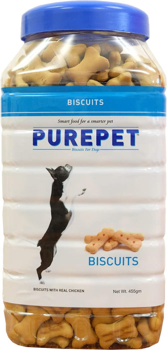 Purepet Milk Flavour, Real Chicken Biscuit,Dog Treats- Jar, 455g
