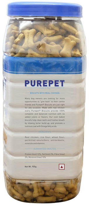 Purepet Milk Flavour, Real Chicken Biscuit,Dog Treats- Jar, 905g