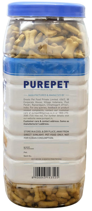 Purepet Milk Flavour, Real Chicken Biscuit,Dog Treats- Jar, 905g