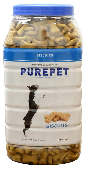 Purepet Milk Flavour, Real Chicken Biscuit,Dog Treats- Jar, 905g