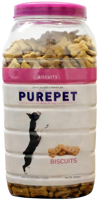 Purepet Mutton Flavour, Real Chicken Biscuit,Dog Treats- Jar, 455g