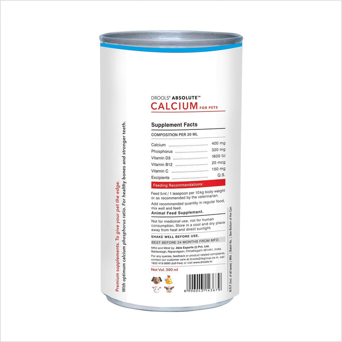 Drools Absolute Calcium Syrup- Dog Supplement, 300ml