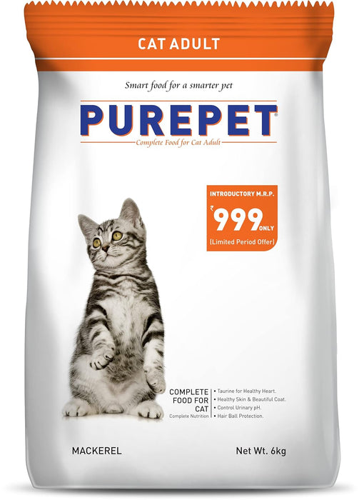 Purepet Mackerel Adult Cat Food, 6 kg