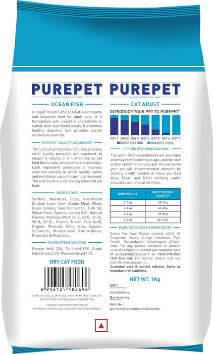 Purepet Ocean Fish Adult Cat Food, 1 kg