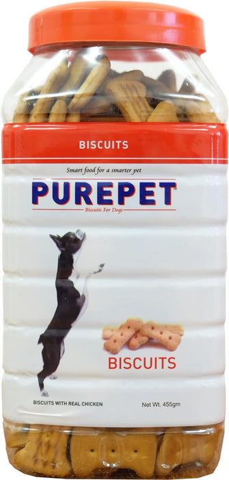 Purepet Milk Flavour, Real Chicken Biscuit,Dog Treats- Jar, 800g