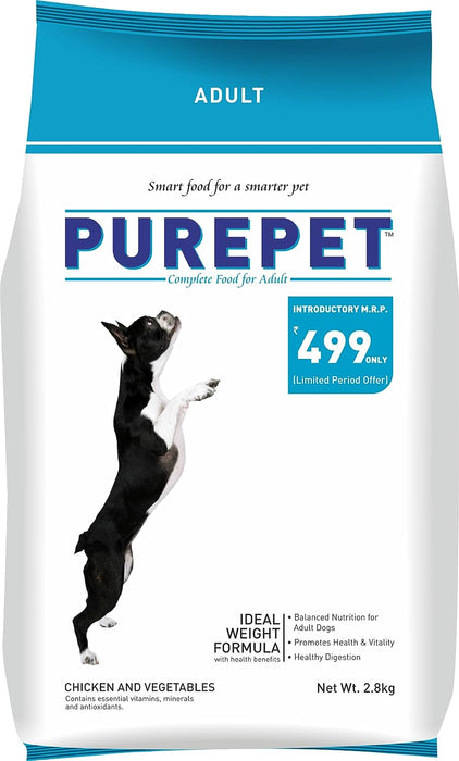 PUREPET CHICKEN & VEGETABLE ADULT DOG DRY FOOD 2.8 kg