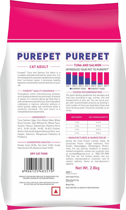 Purepet Adult Cat Food , Tuna & Salmon 2.8 kg