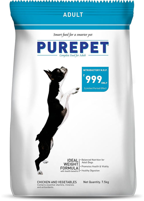 PUREPET CHICKEN AND VEGETABLE ADULT DOG DRY FOOD 7.5 kg