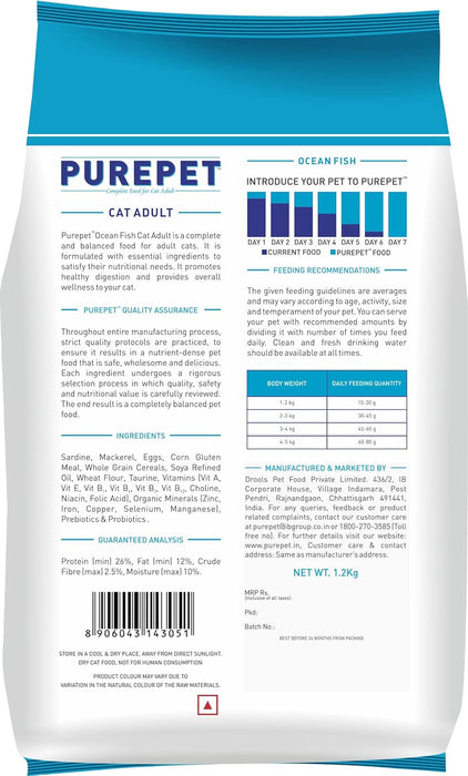 Purepet Ocean Fish Adult Cat Dry Food 200gm (BOGO)