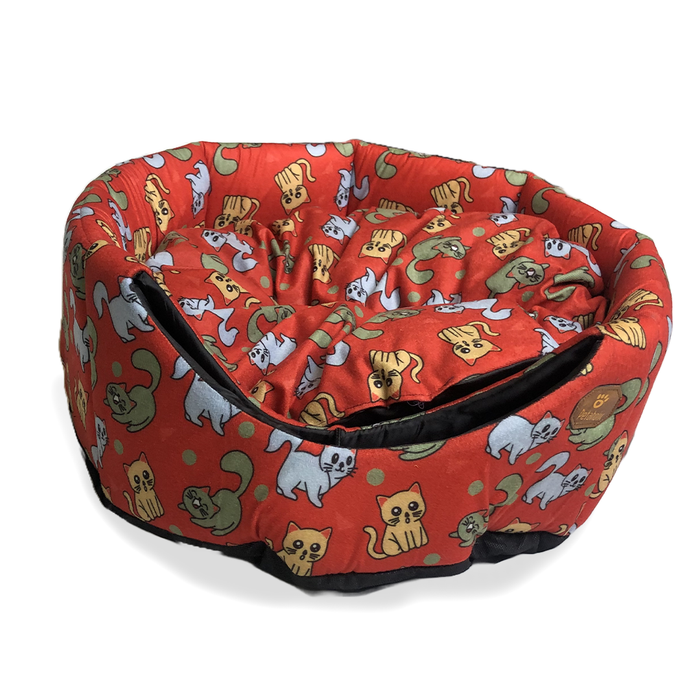 Nootie Cat Soft Beds for all Size of Cat & Kittens (Kitten Print Red)(One Size)