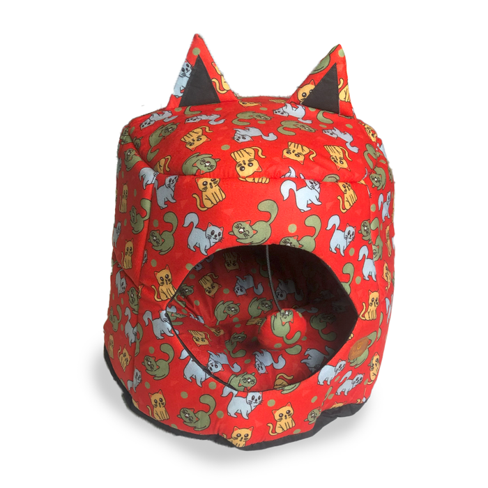 Nootie Cat Soft Beds for all Size of Cat & Kittens (Kitten Print Red)(One Size)