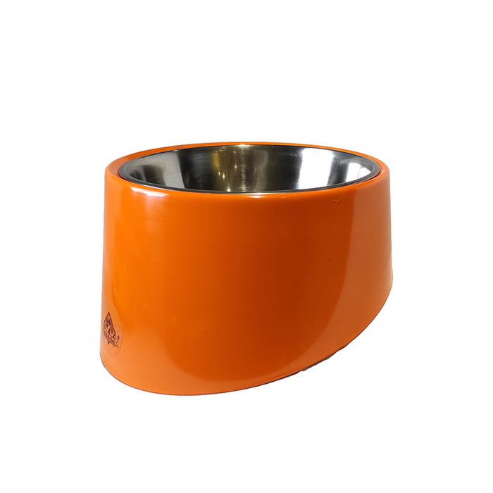 Nootie Orange Solid Melamine Slant Food & Water Feeder Bowl For Dogs/Cat