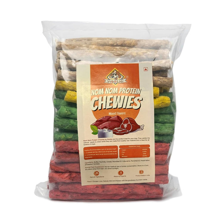 Nootie Mixed Flavor Dog Treats (1kg) | Chicken, Mutton & Veg Rawhide Chew Sticks for Healthy Teeth & Strong Gums