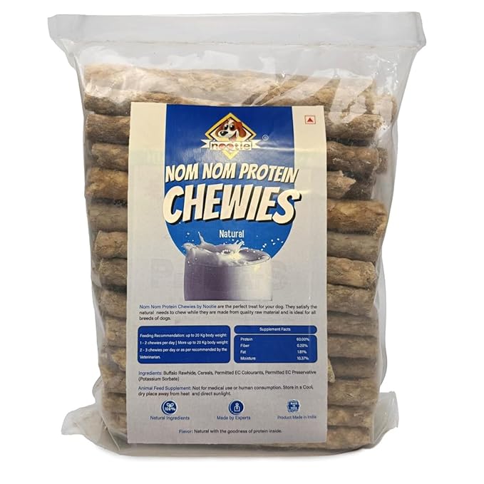 Nootie Natural Flavor Dog Treats (1kg) | Rawhide Chew Sticks for Healthy Teeth & Strong Gums