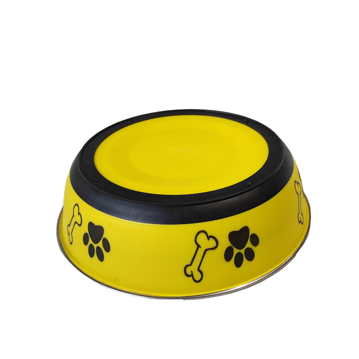 Nootie Yellow Paw Printed Food & Water Feeder Bowl For Dogs