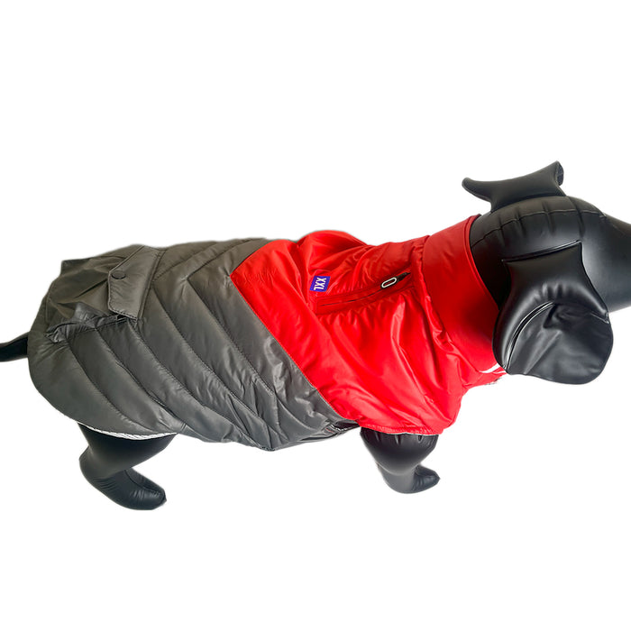 Nootie Dog Winter Jacket - Warm and Comfortable Dog Jacket for Winter-Grey & Red