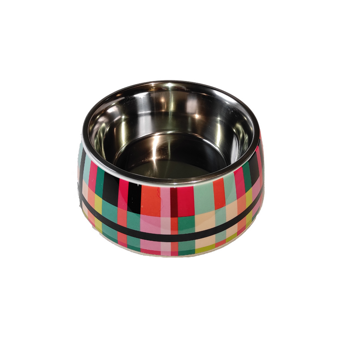 Nootie Check Designed Printed Stainless Steel Non Skid Bowl For Dog/Cat