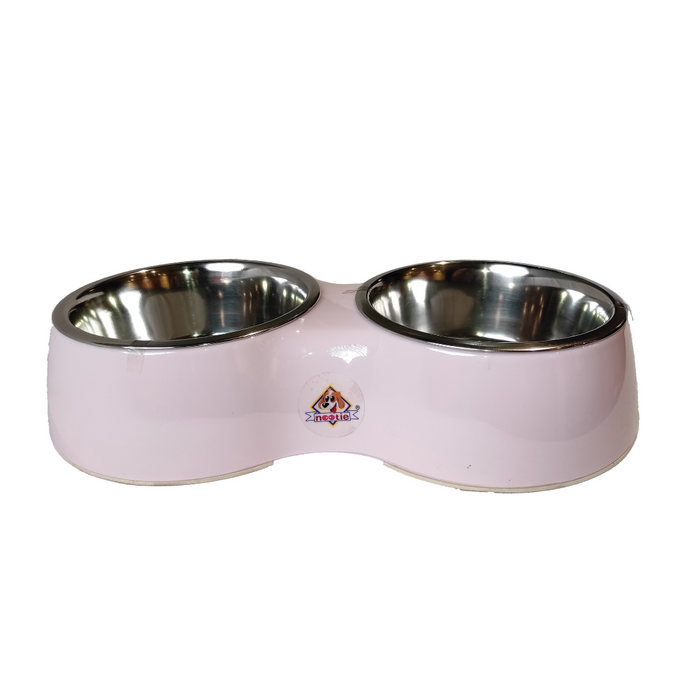 Nootie Purple Stainless Steel Double Diner Dog and Cat Food Bowls With Anti Slip Mat