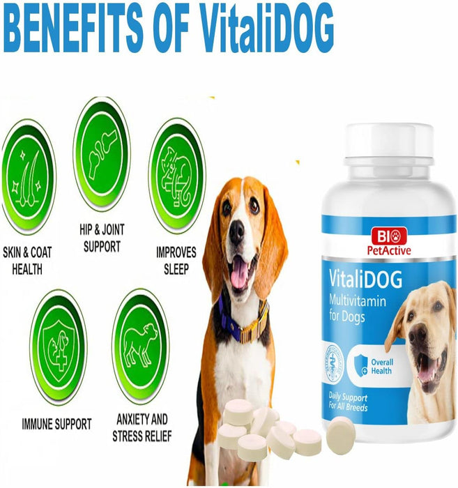 VitaliDOG Multivitamin Tablets for Dogs, Skin and Coat Supplement, Dog Prenatal Health Supplies