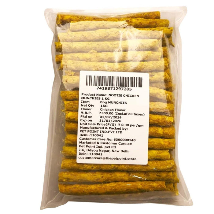 Nootie Chicken Flavored Dog Treats (1kg) | Rawhide Chew Sticks for Healthy Teeth & Strong Gums