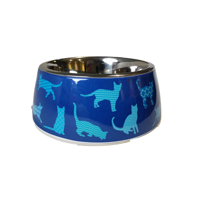 Nootie Blue Stainless Steel Cat Printed Non Skid Bowl For Dog/Cat