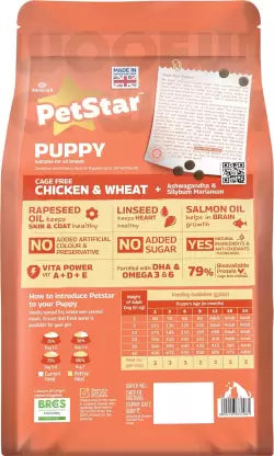 Mankind Petstar Chicken and Wheat Puppy Dry Food 3kg (Buy 1 Get 1 Free)