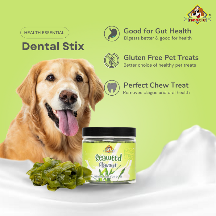 Nootie Gluten Free Dental Stix for Dogs,Treats for All Life Stages (Seaweed)