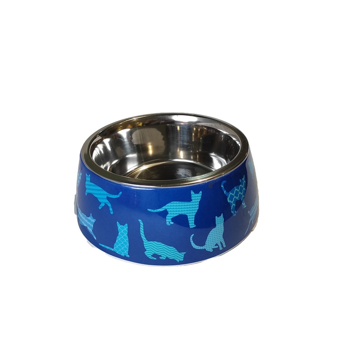 Nootie Blue Stainless Steel Cat Printed Non Skid Bowl For Dog/Cat