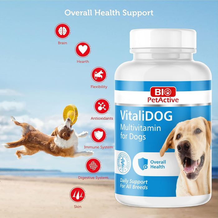 VitaliDOG Multivitamin Tablets for Dogs, Skin and Coat Supplement, Dog Prenatal Health Supplies