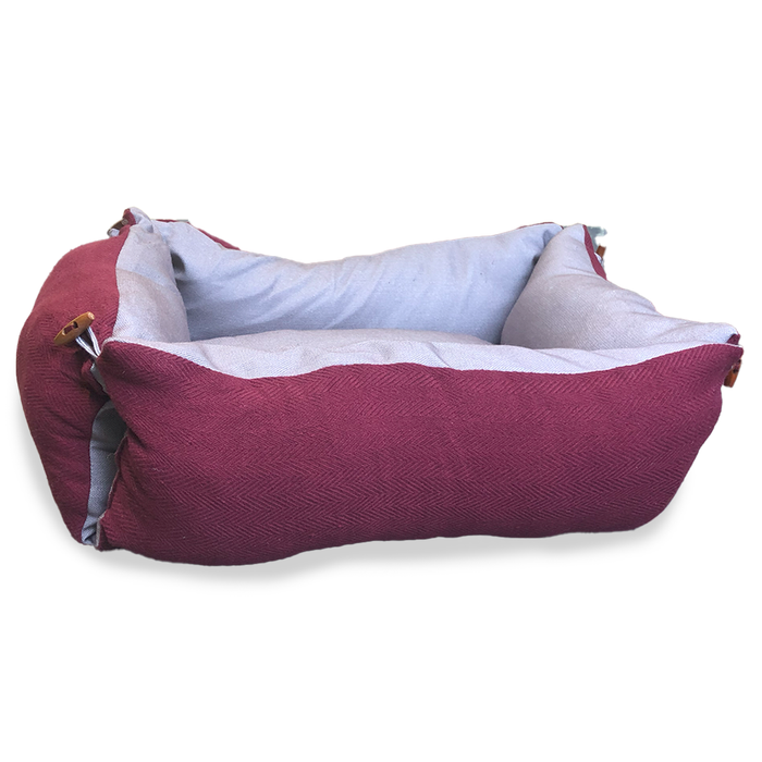 Nootie CozyBuddy Versatile Bed for Dogs  Convertible Longer Mattress - Maroon and Grey Color