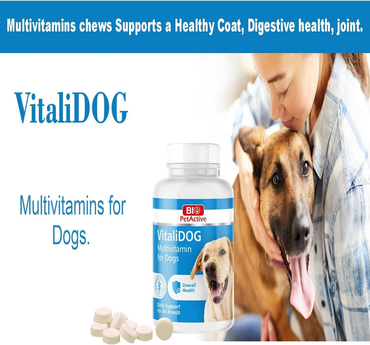 VitaliDOG Multivitamin Tablets for Dogs, Skin and Coat Supplement, Dog Prenatal Health Supplies