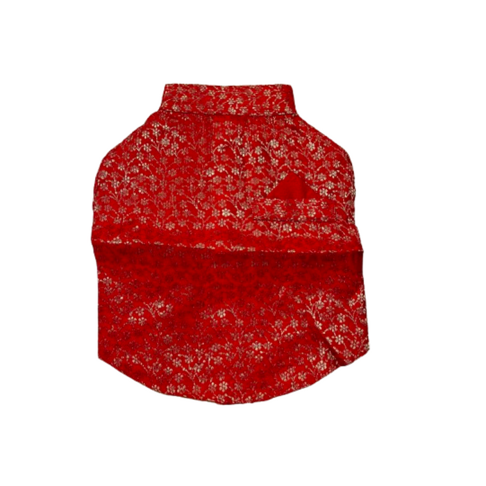 Nootie Check Print Designer Sherwani for Dogs, (Red Color)